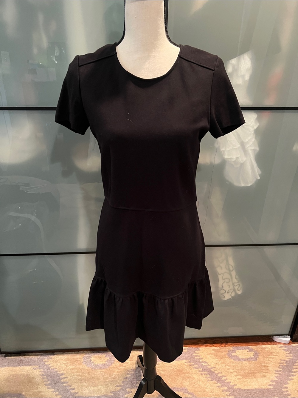 Juicy Couture Black Short-Sleeve Ruffle-Hem Mini Dress